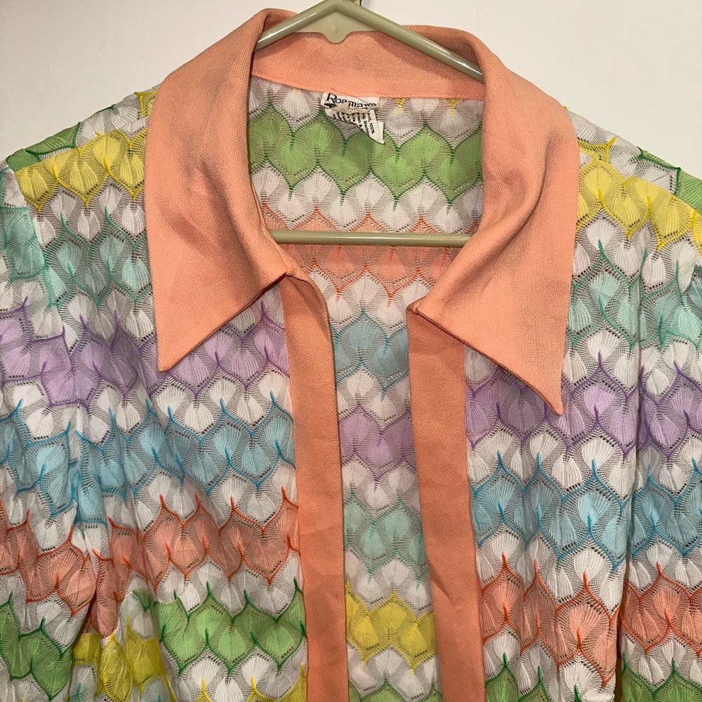 Colorful Sheer Blouse with Collar 🌈